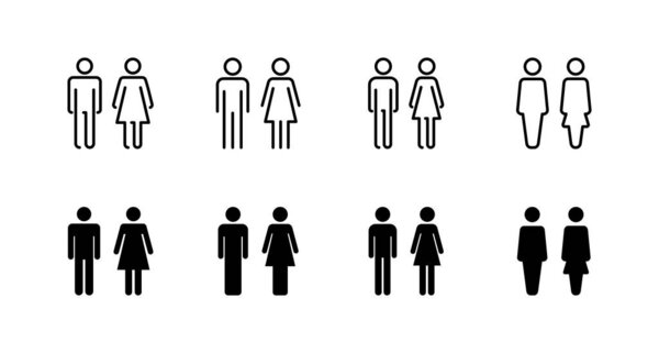 Мужчина и женщина иконы установлены. мужской и женский знак и символ. Девочки и мальчики