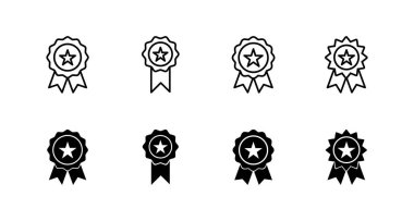 Rozet simgesi ayarlandı. Ödül ikon vektörü. İşaret ve simgelere ulaş