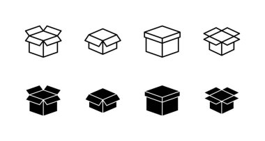 Kutu simgeleri ayarlandı. kutu işareti ve sembol, paket, paket