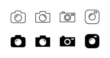 Kamera simgeleri ayarlandı. Fotoğraf makinesi işareti ve sembol. fotoğrafçılık simgesi.
