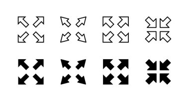 Tam ekran simgesi ayarlandı. Tam ekran işareti ve simgeye genişlet. Oklar sembolü