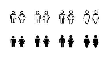 Erkek ve kadın ikonları hazır. Erkek ve dişi işareti ve sembol. Kızlar ve oğlanlar