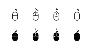 Fare simgeleri ayarlandı. Tıklama işareti ve sembol. işaretleyici simgesi vektörü.