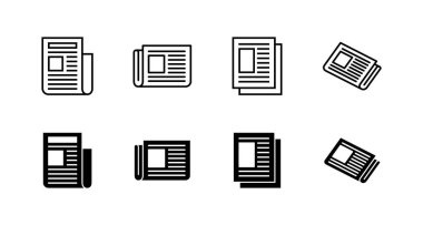 Gazete simgeleri ayarlandı. Haber kağıdı işareti ve sembolize