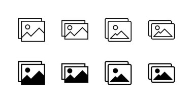 Resim simgeleri ayarlandı. Fotoğraf galerisi işareti ve sembol. resim simgesi
