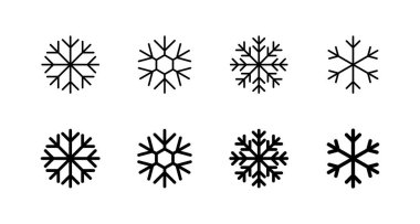 Kar simgeleri hazır. kar tanesi işareti ve sembol
