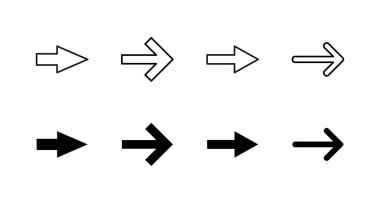 Ok simgeleri ayarlandı. Web tasarımı için ok işareti ve sembol.