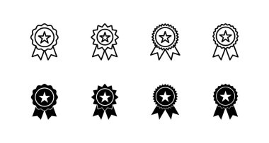 Rozet simgesi ayarlandı. Ödül ikon vektörü. İşaret ve simgelere ulaş