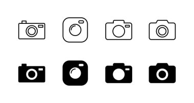 Kamera simgeleri ayarlandı. Fotoğraf makinesi işareti ve sembol. fotoğrafçılık simgesi.