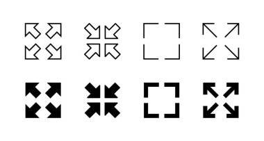 Tam ekran simgesi ayarlandı. Tam ekran işareti ve simgeye genişlet. Oklar sembolü