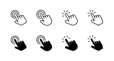 El tıklama simgeleri ayarlandı. İşaret ve sembol. el imleç simgesi