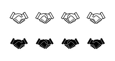 Tokalaşma simgeleri ayarlandı. İş tokalaşma işareti ve sembol. iletişim anlaşması