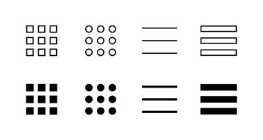 Menü Simgeleri ayarlandı. Web menü işareti ve sembol. Hamburger menüsü sembolü
