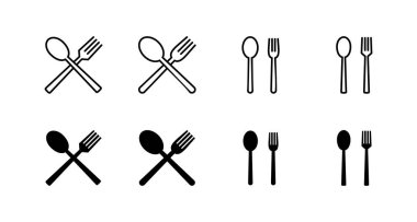 kaşık ve çatal simgeleri hazır. kaşık, çatal ve bıçak ikonu vektörü. Restoran işareti ve sembolü
