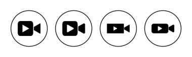 Web ve mobil uygulama için video simgesi vektörü. Video kamera işareti ve sembol. Film tabelası. Sinema