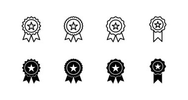 Rozet simgesi ayarlandı. Ödül ikon vektörü. İşaret ve simgelere ulaş