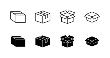 Kutu simgeleri ayarlandı. kutu işareti ve sembol, paket, paket
