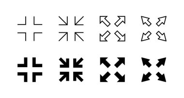 Tam ekran simgesi ayarlandı. Tam ekran işareti ve simgeye genişlet. Oklar sembolü