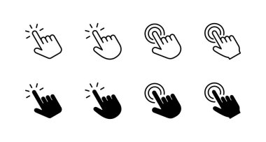 El tıklama simgeleri ayarlandı. İşaret ve sembol. el imleç simgesi