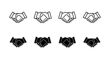 Tokalaşma simgeleri ayarlandı. İş tokalaşma işareti ve sembol. iletişim anlaşması