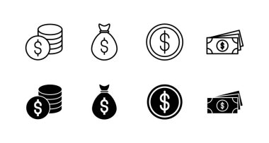 Para simgeleri ayarlandı. Para işareti ve sembol