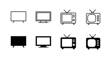 Televizyon simgeleri ayarlandı. televizyon işareti ve sembol