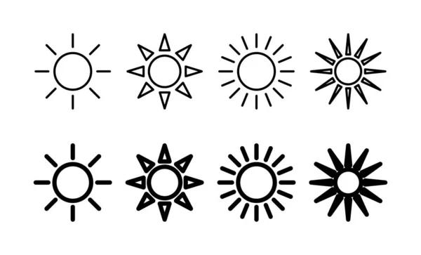 Vettore Icone Sun App Web Mobile Segno Luminosità Simbolo — Vettoriale Stock