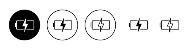 Набор Значков Батареи Знак Зарядки Аккумулятора Уровень Заряда Батареи — стоковый вектор