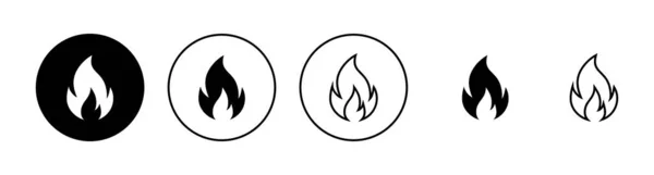 Tűz Ikonok Beállítva Tűz Jel Szimbólum — Stock Vector