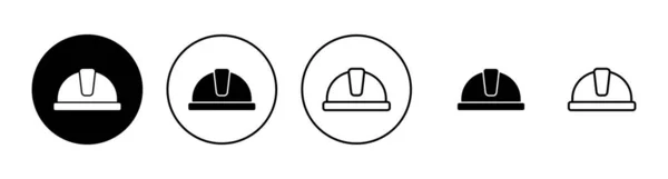 头盔图标设置 摩托车头盔的标志和符号 建筑头盔图标 安全帽 — 图库矢量图片