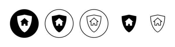 房屋保险图标设置 住宅保护标志和符号 — 图库矢量图片