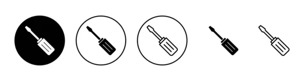 螺丝刀图标设置 工具签名和符号 — 图库矢量图片