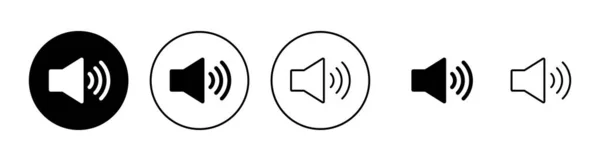 Набор Значков Динамика Знак Громкости Символ Значок Громкоговорителя Звуковой Символ — стоковый вектор