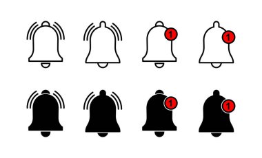 Web ve mobil uygulama için çan simgesi vektörü. Web sitesi tasarımı için uyarı işareti ve sembol
