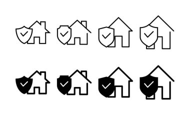 İnternet ve mobil uygulama için ev sigortası ikonu vektörü. ev koruma işareti ve sembol