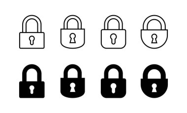 Web ve mobil uygulama için simge vektörünü kilitle. Asma kilit işareti ve sembol. Şifreleme simgesi. Güvenlik sembolü
