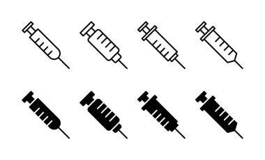 Web ve mobil uygulama için şırınga ikonu vektörü. İğne işareti ve sembol. Aşı simgesi