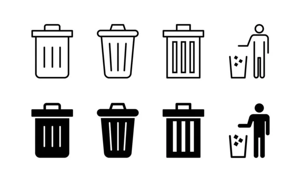 Web应用程序和移动应用程序的垃圾图标向量 垃圾箱图标 删除符号和符号 — 图库矢量图片