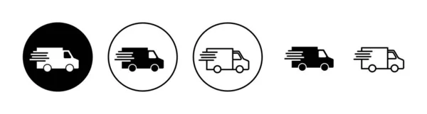 Lieferwagen Symbole Gesetzt Lieferwagen Zeichen Und Symbol Schnelle Lieferung — Stockvektor