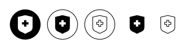 Ícones Seguro Saúde Definidos Signo Símbolo Documento Saúde Seguro — Vetor de Stock
