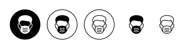 Набір Піктограм Маски Знак Медичної Маски Символ Чоловік Стикається Іконою — стоковий вектор