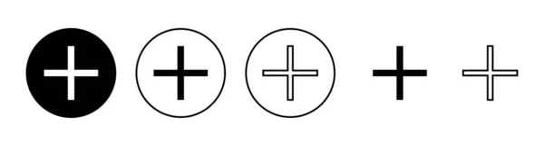 Συν Εικονίδια Έτοιμα Προσθήκη Συν Σύμβολο Και Σύμβολο — Διανυσματικό Αρχείο