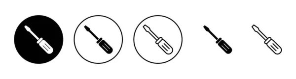 Icone Del Cacciavite Set Tools Segno Simbolo — Vettoriale Stock