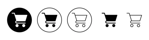 Alışveriş Ikonları Ayarlandı Alışveriş Arabası Işareti Sembol Trolley Simgesi — Stok Vektör