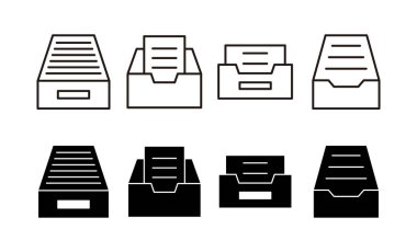 Web ve mobil uygulama için dizin simgesi vektörünü arşivle. Belge vektör simgesi. Depolama simgesini arşivle.