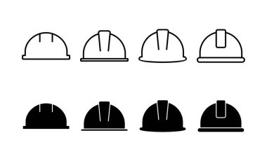 Web ve mobil uygulama için kask simgesi vektörü. Motosiklet kaskı tabelası ve sembolü. İnşaat miğferi simgesi. Güvenlik kaskı