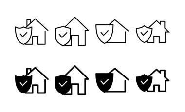 İnternet ve mobil uygulama için ev sigortası ikonu vektörü. ev koruma işareti ve sembol