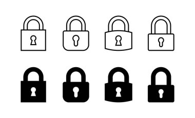 Web ve mobil uygulama için simge vektörünü kilitle. Asma kilit işareti ve sembol. Şifreleme simgesi. Güvenlik sembolü