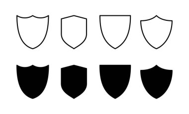 Web ve mobil uygulama için kalkan simgesi vektörü. Koruma ikonu. Güvenlik işareti ve sembol