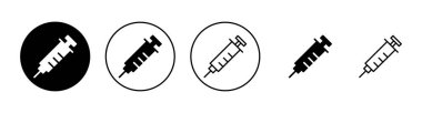 Şırınga simgeleri hazır. Enjeksiyon işareti ve sembol. Aşı simgesi